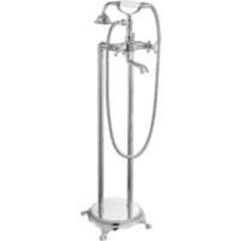 Robinet de baignoire sur pied chromé avec douche à double jet croisé, bouton en forme de téléphone, mitigeur de salle de bain de haute qualité (1/5)