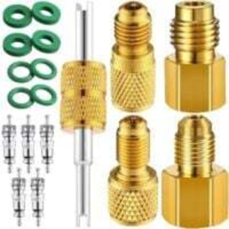 Adaptateur de réservoir de réfrigérant R134a R134a en laiton 1/4" à 1/2" Adaptateur de connexion de port de pompe à vide R134a Adaptateur de connexion de port de pompe à vide 1/2" à 1/4"