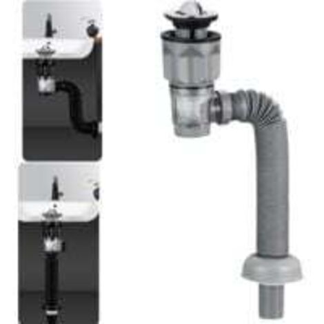 Kit de bonde de lavabo avec bonde extensible et flexible, anti-odeurs pour trous de 1-1/4", 1-1/2" et 2" (style : rabat) (1/4)