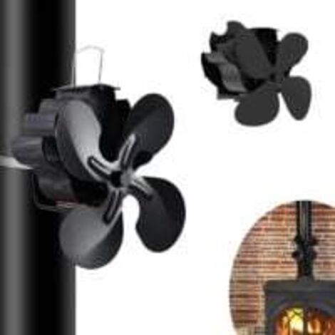 Ventilateur de poêle à bois, ventilateur de cheminée à énergie thermique à 4 pales pour gaz/granulés/bûches