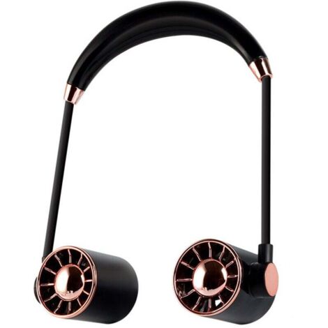 Ventilateur de cou portable rechargeable par USB. silencieux. idéal pour les voyages. les activités de plein air au bureau. noir