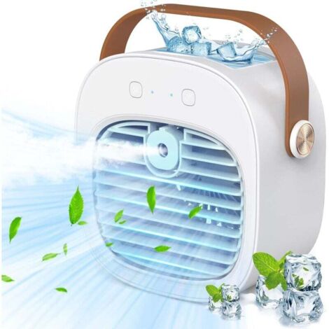 Climatiseur portable - Mini climatiseur rechargeable 4000 mAh avec 3 vitesses. autonomie de 5 à 10 heures. ventilateur de bureau silencieux pour la maison. la chambre. les voyages. le bureau et l'exté (1/4)