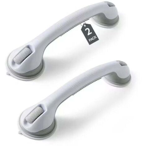Lot de 2 barres d'appui pour salle de bain et douche. poignée de douche robuste à ventouse de 40 cm. rampes de baignoire amovibles et étanches gris blanc pour femmes âgées et enceintes