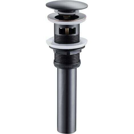Bouchon de vidange. bouchon de vidange escamotable avec trop-plein. robinet de lavabo finition laiton bouchon de vidange escamotable. conception escamotable pour robinet de salle de bain. lavabo. noir