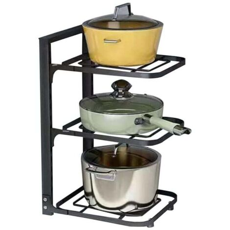 Le support de rangement pour casseroles à 3 niveaux sous l'évier peut stocker des casseroles en fer et des plaques à pâtisserie