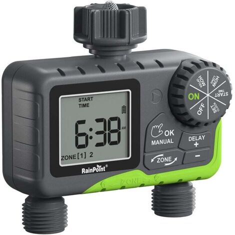 RAINPOINT-Minuterie d'eau pour tuyau d'arrosage. système de contrôleur d'irrigation automatique. 2 zones de retard de pluie. arrosage manuel