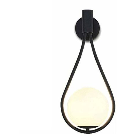 Applique murale LED moderne pour l'intérieur. design industriel. ronde. verre sphérique. métal. E27. noir. convient pour salon. salle à manger