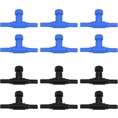 Valve d'air pour aquarium, pompe à air, vanne de régulation du débit d'air, vanne de régulation du débit d'air, connecteur de tuyau en ligne de type T pour aquarium, 12 pièces (1/5)
