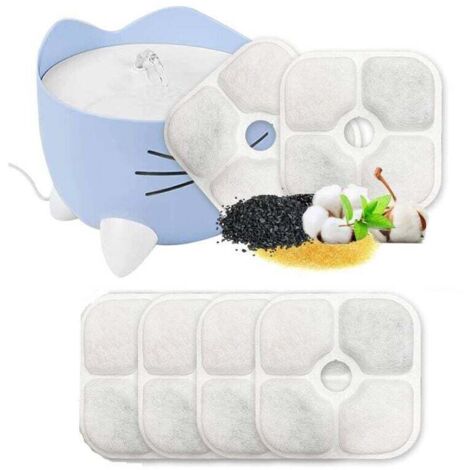 Lot de 6 cartouches filtrantes de rechange pour filtres de fontaine avec système de filtration à trois couches en résine de charbon actif pour fontaines et chats