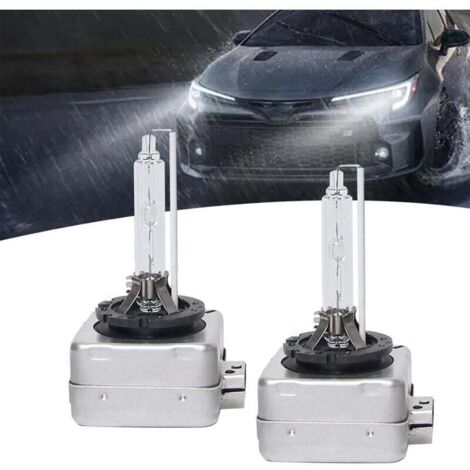 Lot de 2 ampoules de voiture D1S, 6000K blanc froid, ampoules de phare super lumineuses avec anneau élastique et douille en métal, remplacement plug-and-play pour feux de route et de croisement, unive