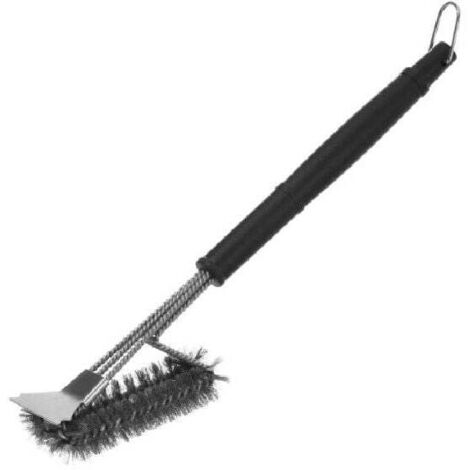 Brosse de nettoyage pour barbecue, brosse métallique pour barbecue, brosse de nettoyage en acier inoxydable avec manche amovible et grattoir pour barbecue à gaz et à charbon de bois
