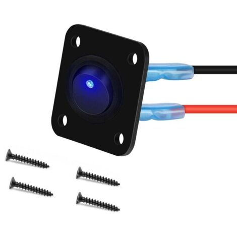 12V-24V interrupteur a bascule, LED Interrupteur à Bascule Rond,1Gangs, 12V 20A / 24V 10A SPST rond Panneau de commutation 12V pour Voiture, Camion, Voitures de Course, Marine(bleu)