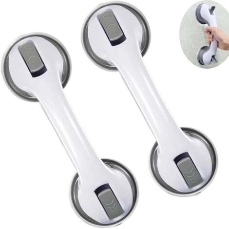 Lot de 2 Barres d’Appui Salle de Bain à Ventouse 30 cm – Poignée Sécurité Sans Perçage pour Douche et Baignoire – Antidérapante pour Personnes Âgées et Enfants,Gris