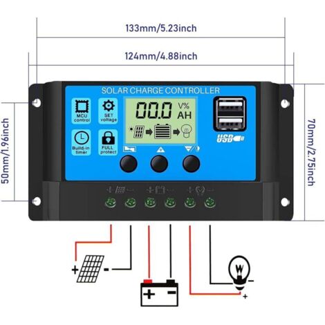 Nikou RéGulateur De Charge Solaire, Panneau Solaire RéGulateur De