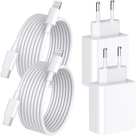 Chargeur Rapide iPhone 14 13 Pro Max, 4-Pack [Certifié MFi] Chargeur Mural USB C PD 20W avec câble de Charge Rapide USB C vers Lightning de 2 mètres Compatible avec iPhone 14 13 12 11 Pro Max XS XR X