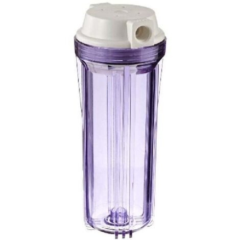 Boîtier transparent avec couvercle plat blanc, adapté aux systèmes d'osmose inverse et de filtration,