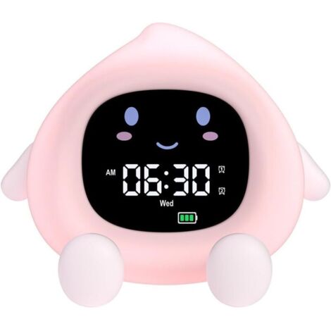 Réveil éducatif pour enfants Jour/Nuit 2 alarmes Luminosité de l'écran réglable Rappel d'alarme 12/24 heures 7 couleurs Arrêt automatique 30 s 10 chansons Bruit Blanc