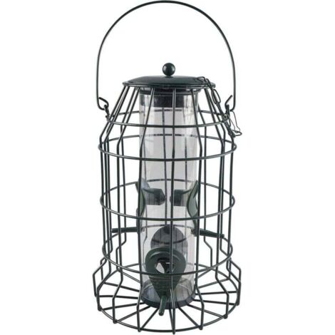 Mangeoire à oiseaux de style silo avec dispositif anti-prédateurs - modèle suspendu - forme de silo - couleur anthracite.