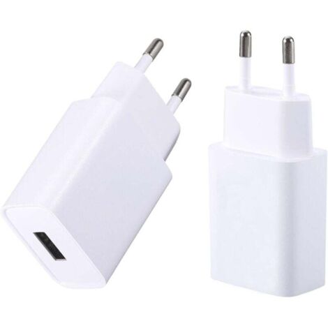 Lot de 2 chargeurs USB 5V/1A avec adaptateur secteur pour téléphones portables, liseuses, casques audio et montres connectées