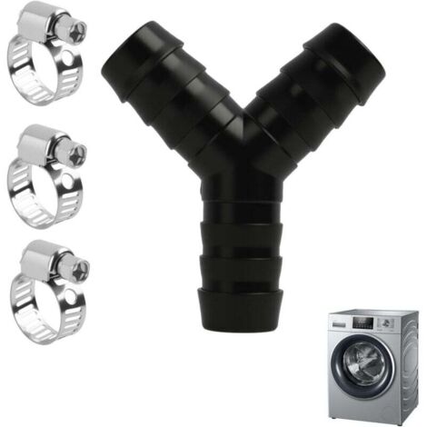 Raccord en Y CV2 pour tuyaux d'évacuation avec attaches de câble incluses, raccordement pour évacuation de machine à laver, raccord triple pour tuyaux, convient aux machines à laver et lave-vaisselle, (1/4)