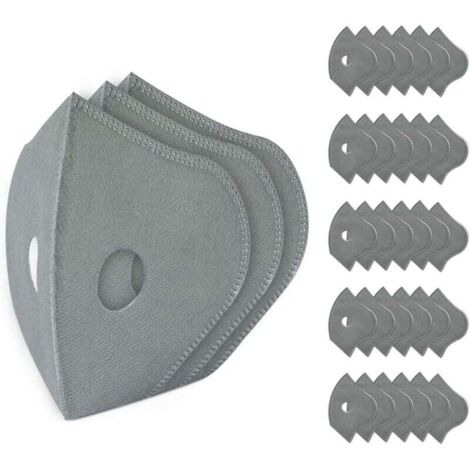 Lot de 30 filtres de rechange pour masque, tissu soufflé au charbon actif, filtre de rechange à 5 couches, réutilisable, masque anti-poussière respirant, adapté au travail du bois, taille universelle