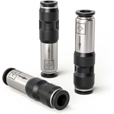 Clapet anti-retour pneumatique droit 3 pièces 6 mm pour raccordement aux orifices d'échappement d'air comprimé (1/4)