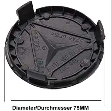 Cache De Roue 4 pièces Cache Moyeux pour Mercedes-Benz 75mm Cache Moyeu Aluminium+ABS ...