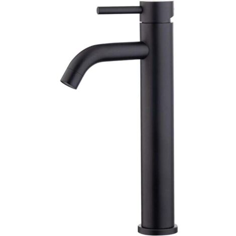 Mitigeur de lavabo à bec haut, mitigeur de raccordement eau chaude/froide, noir