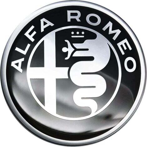 Autocollant 3D Alfa Romeo Logo, Blanc et Noir, 40 mm