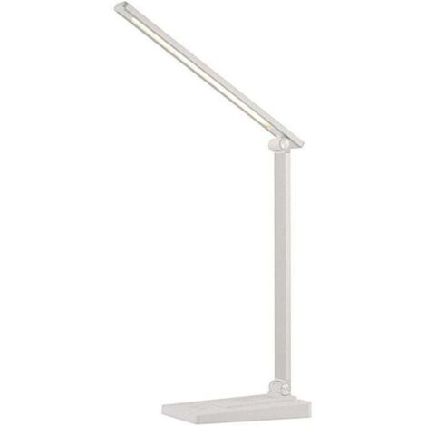 Lampe de Bureau LED, 5 Modes de Couleur 10 Niveaux de Luminosité, Lampes Bureau de Protection des Yeux, Contrôle Tactile, Alimentation USB-C, Lampe de Chevet Avec Fonction Minuterie - Blanc