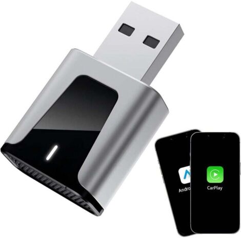 CarPlay sans Fil, Adaptateur Cle CarPlay Voiture, Android Auto sans Fil, USB/Type-C Plug & Play, Accessoire Voiture Bluetooth pour Apple iPhone iOS 10+ et Android 11+ (1/4)
