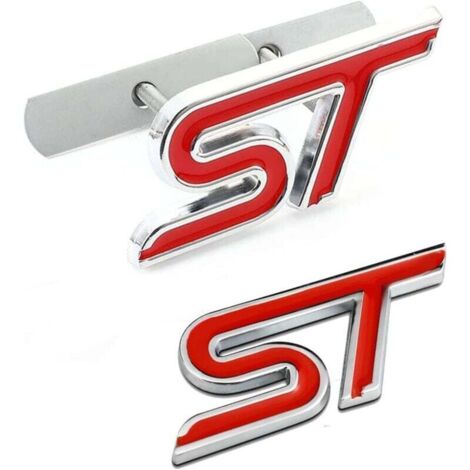 2 X Alliage St calandre Logo & St de Coffre Emblème arrière Insigne d'aile de Coffre,Autocollant de Voiture Décorations Compatible pour Fiesta Focus Mondeo