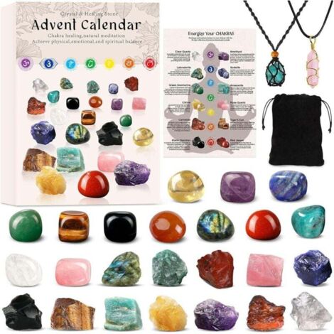 Calendrier de l'Avent 2025 pour adultes : 24 jours, cristaux de chakra et pierres de guérison, compte à rebours de Noël, pierres naturelles, voyage de guérison pour filles et garçons.