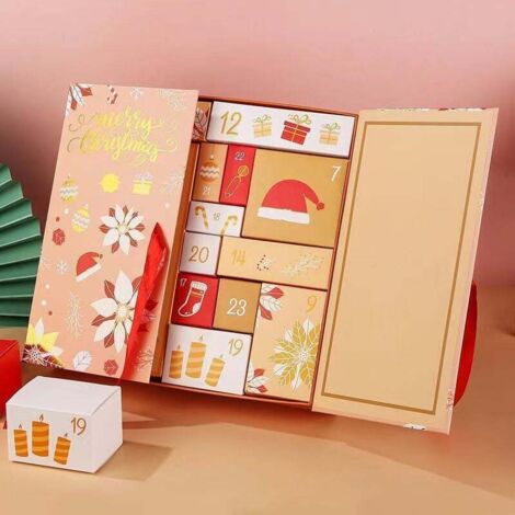 Calendrier De L'Avent Boîtes Vides – 24 Cases, En Carton – À Personnaliser, Pour Noël, Cadeaux, Friandises, Décoration - 12