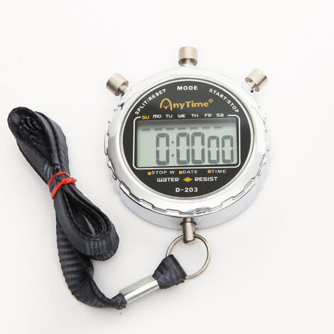 Chronomètre numérique, minuterie étanche au 1/100 de seconde, grand écran LCD de poche, réveil pour entraîneur de football (1/4)