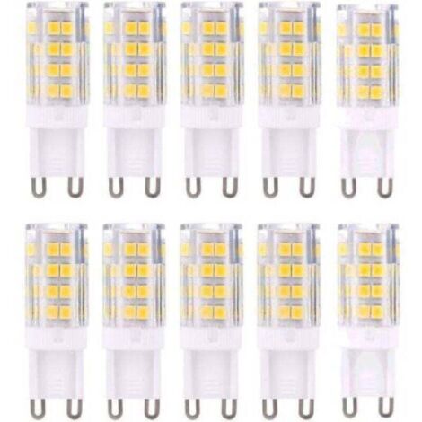 Ampoules LED G9, blanc chaud 3000 K, 5 W. Équivalent à une ampoule halogène de 40 W et 420 lumens, non dimmable, lot de 10.