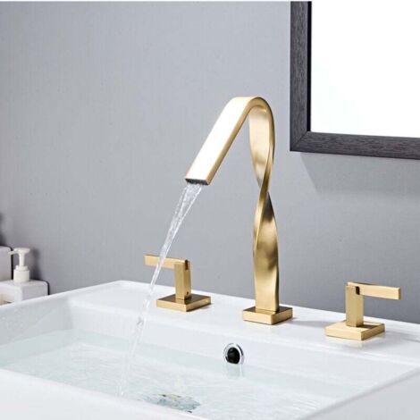 Robinet de lavabo de luxe pour la maison, entièrement en cuivre, à trou unique, chaud et froid, brossé, créatif et léger, doré