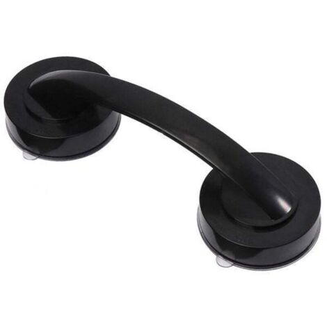 Poignée de douche simple sans perforation - Ventouse verrouillable - Poignée de douche pour personnes âgées avec poignée à ventouse - Noir (1/4)