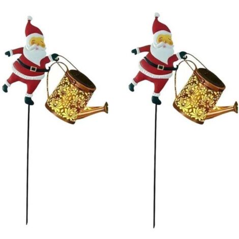 Ensemble de deux lanternes de Noël solaires, arrosoir solaire, guirlande lumineuse de Noël extérieure étanche IP65, adaptée aux allées, patios et terrasses (tons chauds) (1/4)