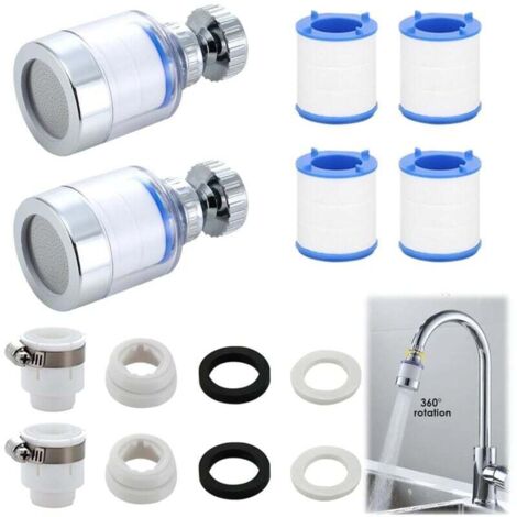 Filtre à eau de robinet 2 pièces, filtre à eau de robinet anti-calcaire, purification avancée de l'eau du robinet, élimine le chlore et les métaux lourds, installation facile et rapide, conception tra (1/4)