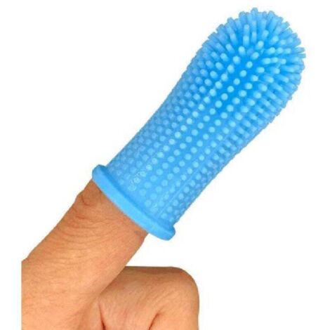 Brosse à dents pour chien, ensemble de brosses à dents à 360 degrés, brosse à dents pour les doigts, brosse à dents pour animaux de compagnie, pour petits et grands animaux, lot de 2, bleu