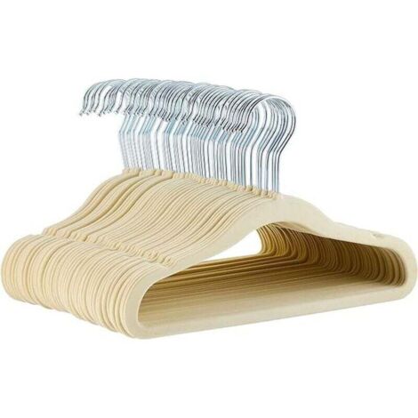 Lot de 50 cintres antidérapants en velours pour enfants et tout-petits, 29 cm, beige