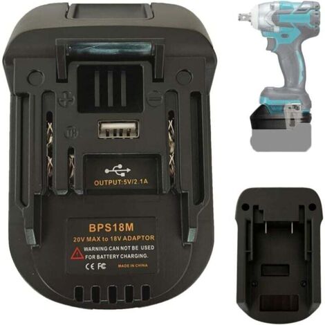 Adaptateur de batterie pour Black&Decker 20 V, convertisseur de batterie Li-ion Porter Cable 20 V, pour outils sans fil Makita 18 V BL1830 BL1840 BL1850 BPS18M