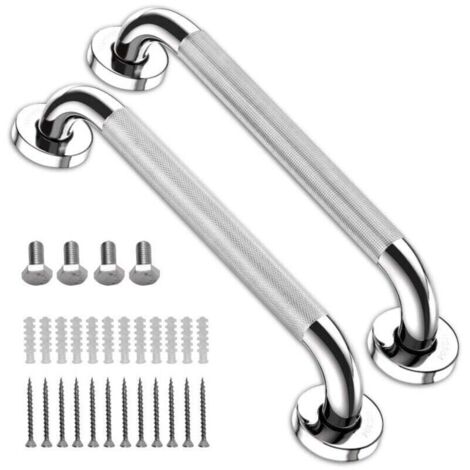 Lot de 2 barres d'appui de douche pour salle de bain pour personnes âgées, poignées de sécurité antidérapantes en acier inoxydable pour salle de bain, cuisine, toilettes, marches extérieures