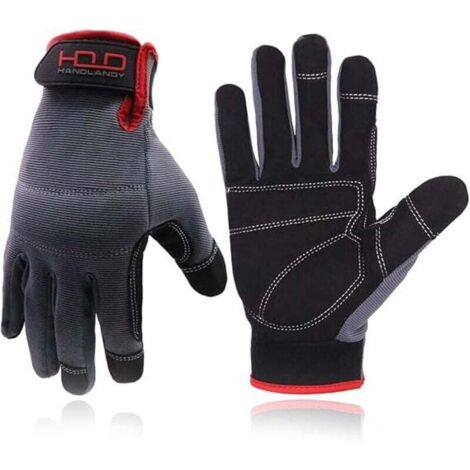 Gants de travail HANDLANDY pour hommes et femmes, gants de travail mécaniques pratiques pour écran tactile, gants de travail de jardin flexibles taille S