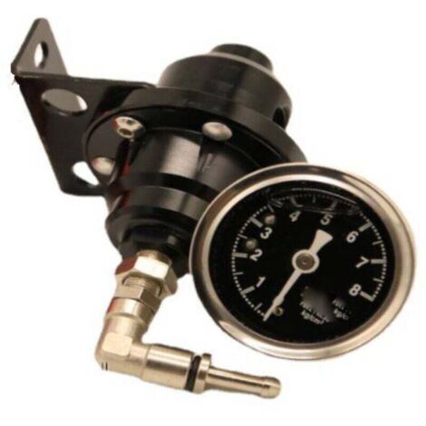 Régulateur de pression de carburant réglable en alliage d'aluminium, régulateur de pression de carburant réglable pour automobile, avec manomètre (noir)