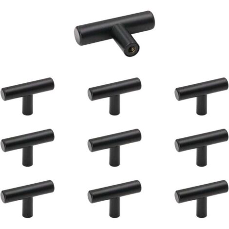 Bouton de Meuble, Poignée de Portes pour Placards en Acier Inoxydable 10 Pièces Noir Bouton de Tiroir Vintage avec Vis pour Commode, Armoire