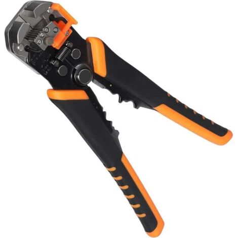 Pince à dénuder automatique 3 en 1 24-10 AWG (0,2-6,0 mm²), pince à cosses auto-ajustable, outil manuel multifonction pour dénuder, couper et sertir,Orange et noir