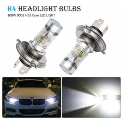 2x H4 LED 100W 20SMD Super Brillant Brouillard Lampe LED Blanc 6000K