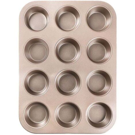 Lot de 2 grands moules antiadhésifs pour muffins, cupcakes, brownies, gâteaux et puddings, 35,5 x 26,5 x 2,7 cm, dorés